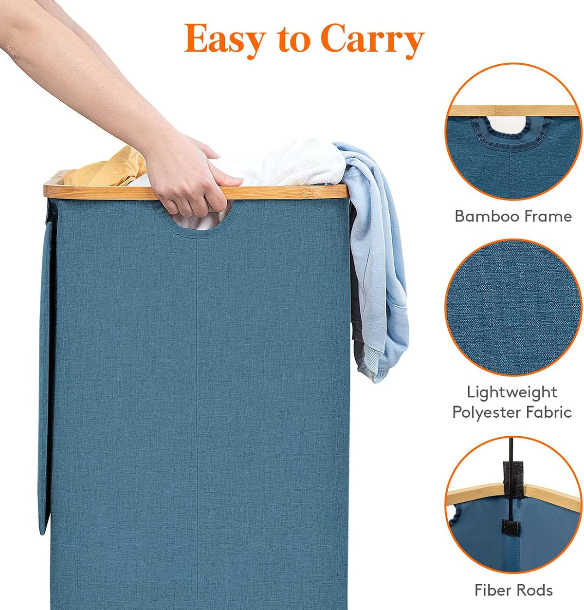 105L Large Laundry Basket with Lid, Removable Bags, Gray