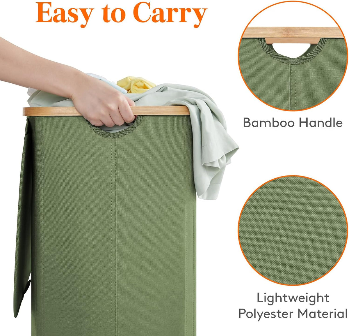 105L Large Laundry Basket with Lid, Removable Bags, Gray