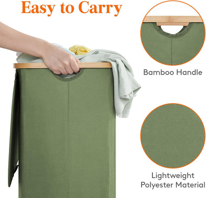 105L Large Laundry Basket with Lid, Removable Bags, Gray