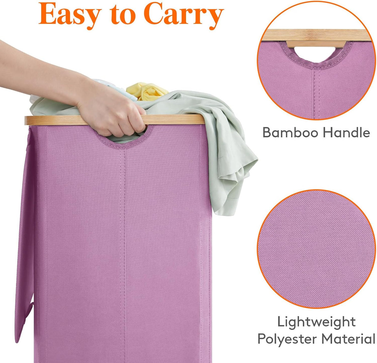 105L Large Laundry Basket with Lid, Removable Bags, Gray
