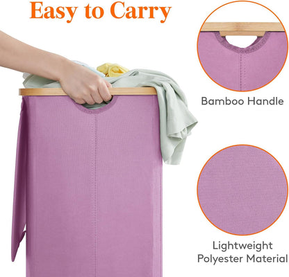 105L Large Laundry Basket with Lid, Removable Bags, Gray