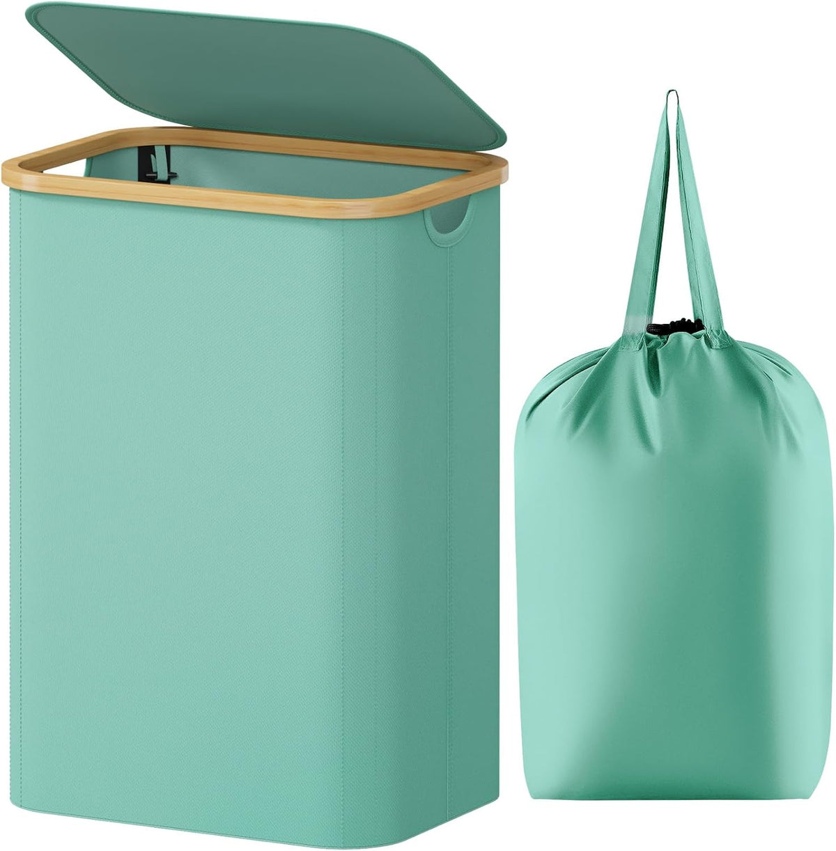 105L Large Laundry Basket with Lid, Removable Bags, Gray