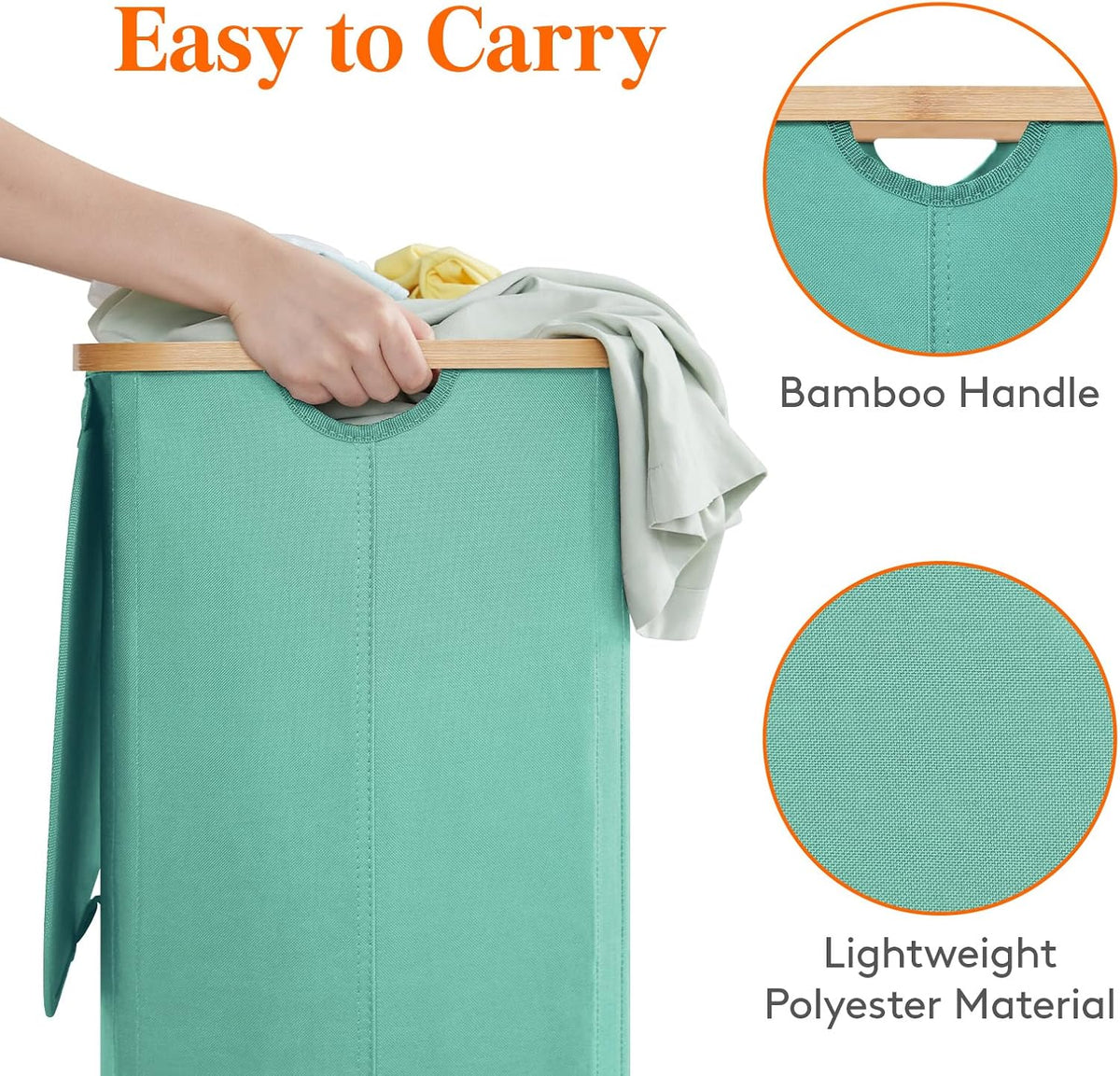 105L Large Laundry Basket with Lid, Removable Bags, Gray