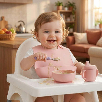 Silicone Baby Bibs, 4 Pack Waterproof Feeding Bibs with Pocket