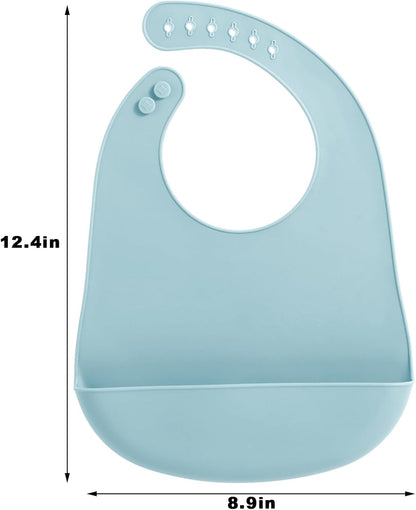 Silicone Baby Bibs, 4 Pack Waterproof Feeding Bibs with Pocket