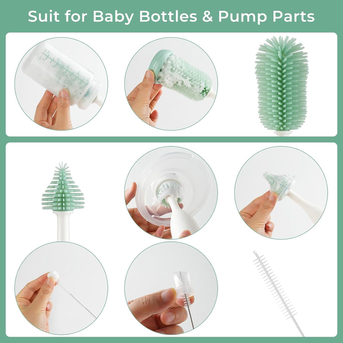Bottle Brush Kit Pro, Innovative Push-Press Deep Cleaning Baby Set
