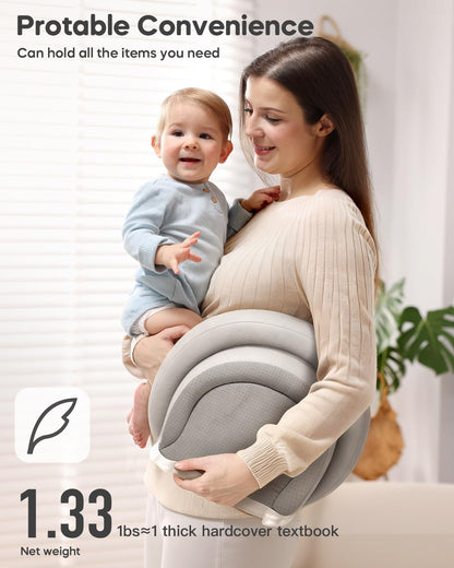 Peanut Baby Changing Pad, Waterproof Wipe-Clean PU Foldable On-the-Go Travel Mat, Non-Slip with Adjustable Safety Belt for Dresser & Changing Table, 30"x18", Gray