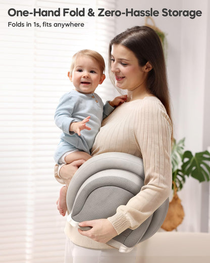 Peanut Baby Changing Pad, Waterproof Wipe-Clean PU Foldable On-the-Go Travel Mat, Non-Slip with Adjustable Safety Belt for Dresser & Changing Table, 30"x18", Gray