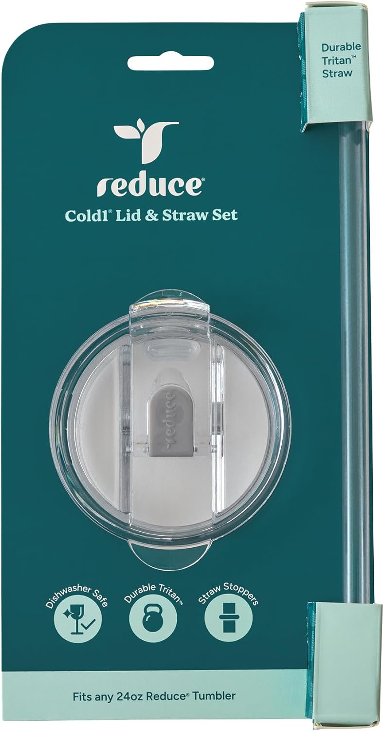 brand Cold1 Tumblers or Mugs 20-24oz mouth Replacement Lid (3.5 inch diameter) and Straw (10.6 inch) set, Clear, BPA Free, Dishwasher safe, Durable, Reusable, Spill Proof Lid, Medium