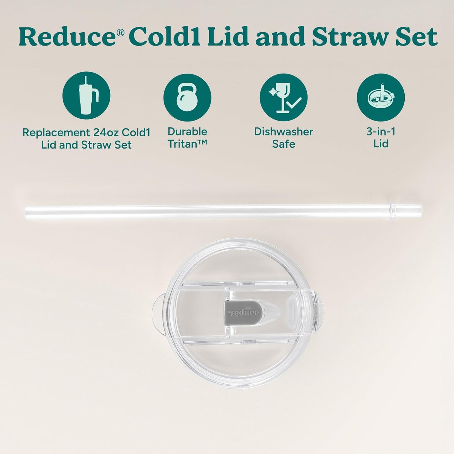 brand Cold1 Tumblers or Mugs 20-24oz mouth Replacement Lid (3.5 inch diameter) and Straw (10.6 inch) set, Clear, BPA Free, Dishwasher safe, Durable, Reusable, Spill Proof Lid, Medium
