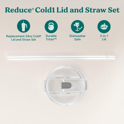 brand Cold1 Tumblers or Mugs 20-24oz mouth Replacement Lid (3.5 inch diameter) and Straw (10.6 inch) set, Clear, BPA Free, Dishwasher safe, Durable, Reusable, Spill Proof Lid, Medium