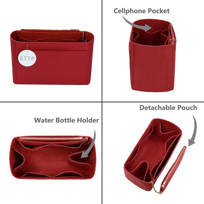 Purse Organizer Insert For Handbags, Tote Bag Organizer Insert, Handbag Organizer For Tote & Handbags, Compatible with Neverful Speedy and More (Slender Large,Red)