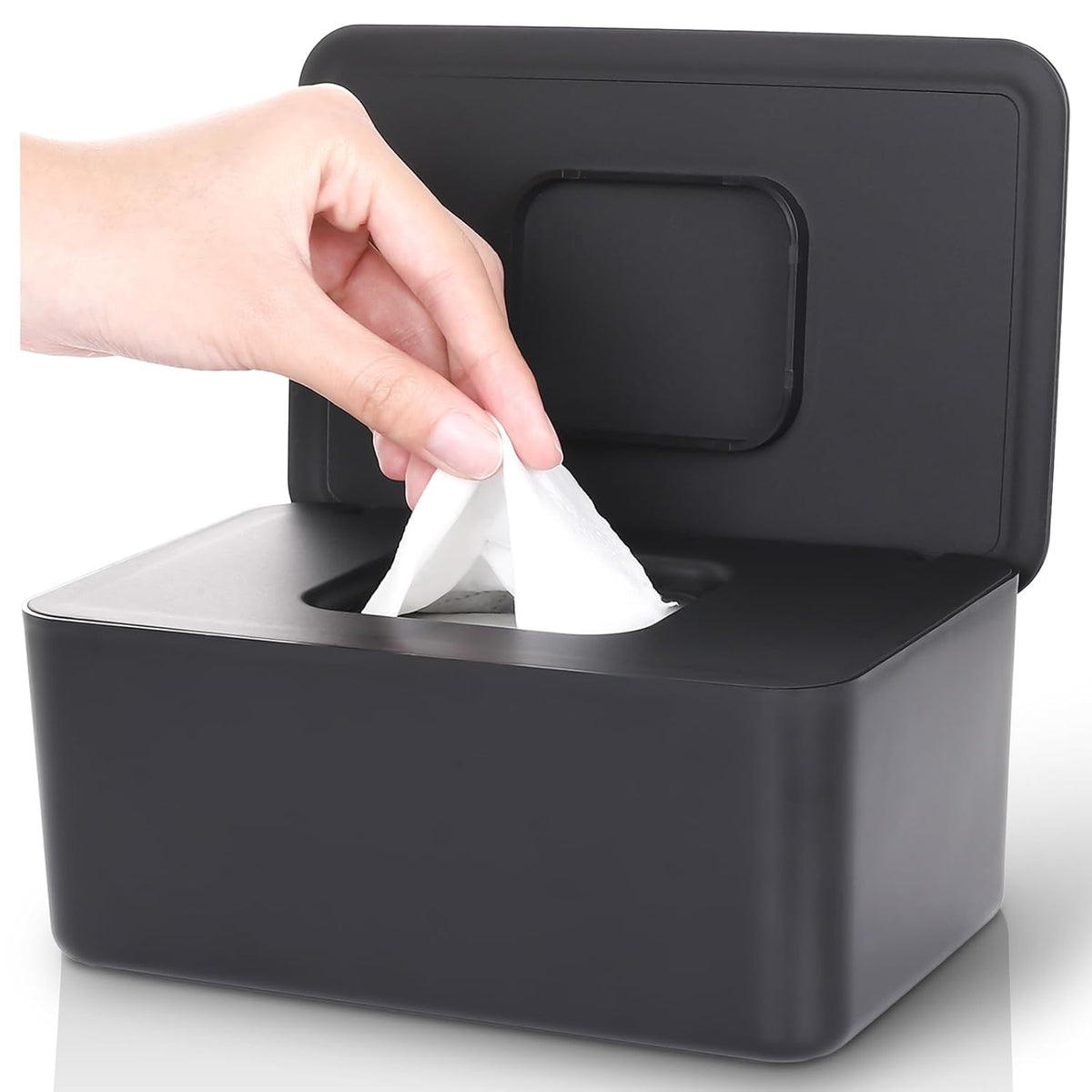 Baby Wipes Dispenser, Baby Wipe Holder for Fresh Wipes, Non-Slip Baby Wipes Container, Refillable Wipes Box with Sealing Design Lid (White)