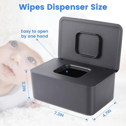Baby Wipes Dispenser, Baby Wipe Holder for Fresh Wipes, Non-Slip Baby Wipes Container, Refillable Wipes Box with Sealing Design Lid (White)