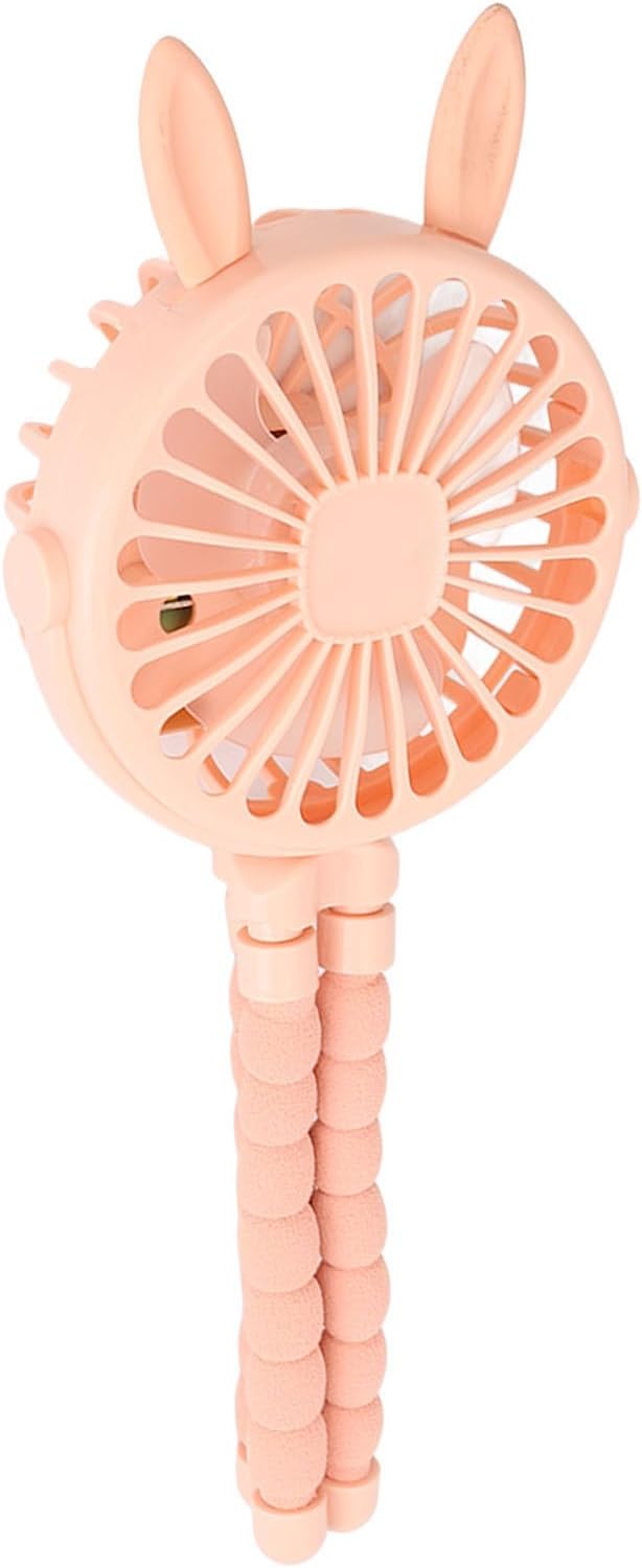 Battery Operated Stroller Fan with Flexible Tripod On 3 Speed Adjustable Mini Handheld Fan for Car Seat Crib and Desk ABS Material Cute Ears Design USB Rechargeable