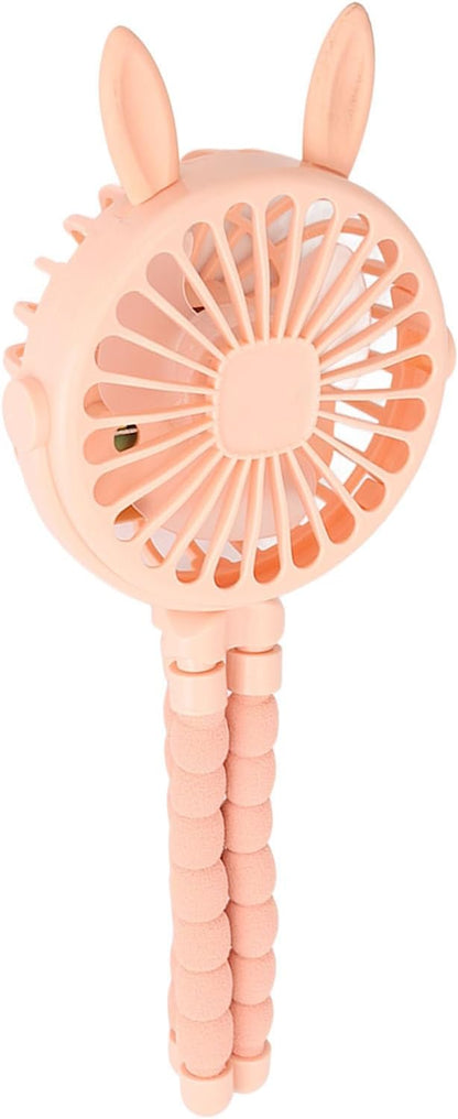 Battery Operated Stroller Fan with Flexible Tripod On 3 Speed Adjustable Mini Handheld Fan for Car Seat Crib and Desk ABS Material Cute Ears Design USB Rechargeable