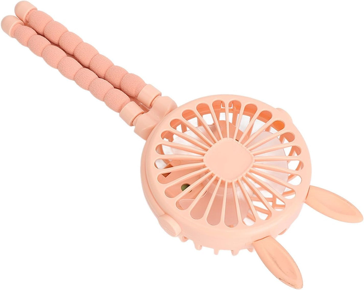 Battery Operated Stroller Fan with Flexible Tripod On 3 Speed Adjustable Mini Handheld Fan for Car Seat Crib and Desk ABS Material Cute Ears Design USB Rechargeable