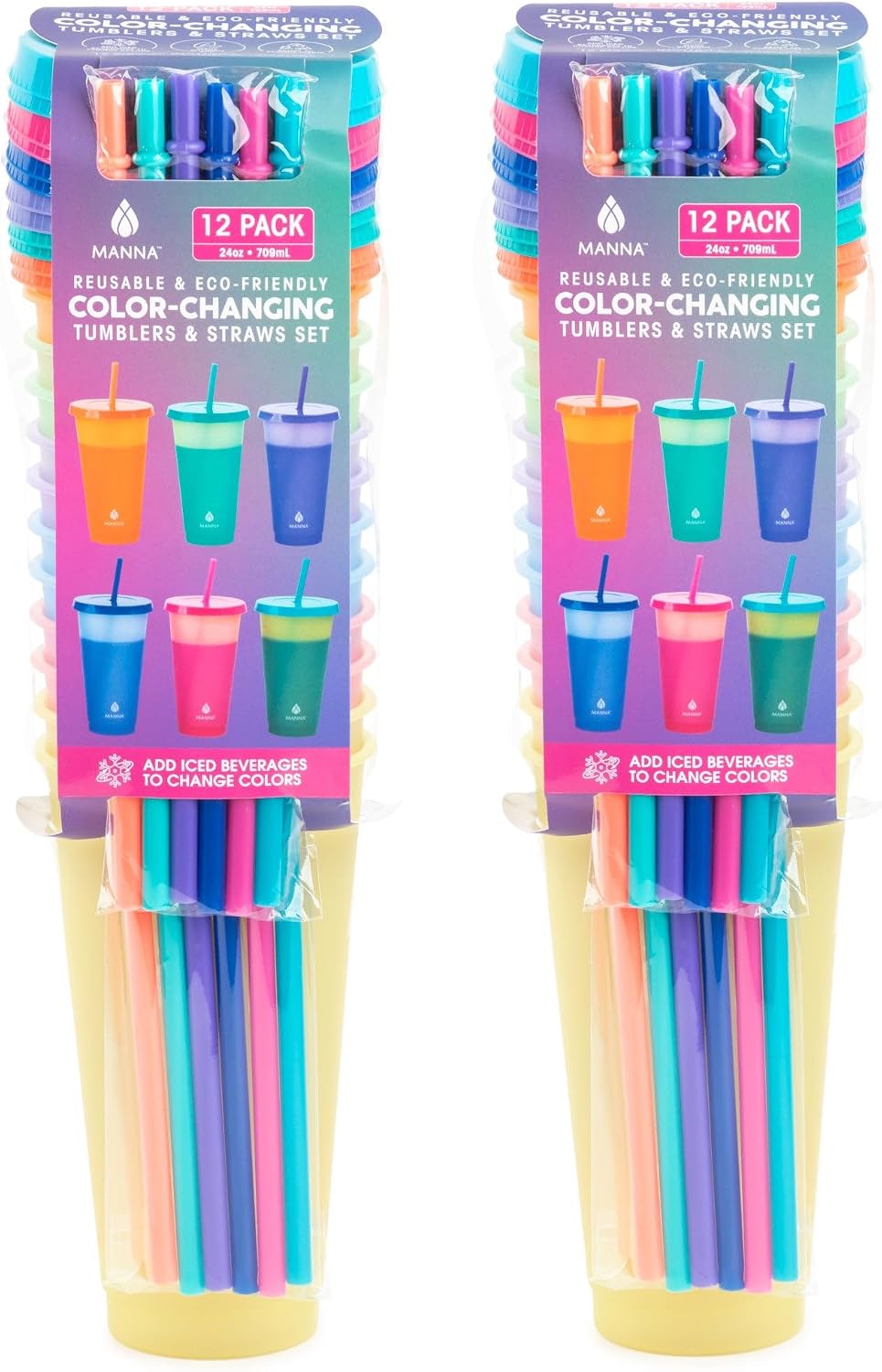 24oz Color Changing Reusable Cup Set - 6-Cups - Motivation