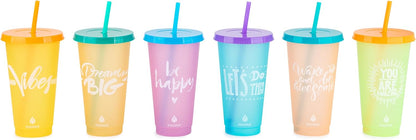 24oz Color Changing Reusable Cup Set - 6-Cups - Motivation
