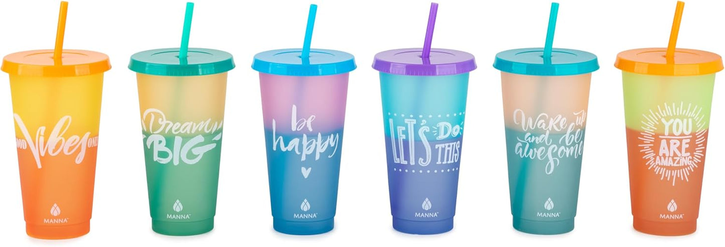 24oz Color Changing Reusable Cup Set - 6-Cups - Motivation
