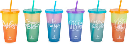 24oz Color Changing Reusable Cup Set - 6-Cups - Motivation