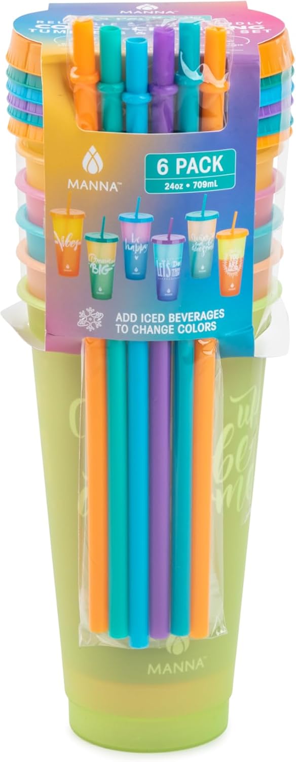 24oz Color Changing Reusable Cup Set - 6-Cups - Motivation