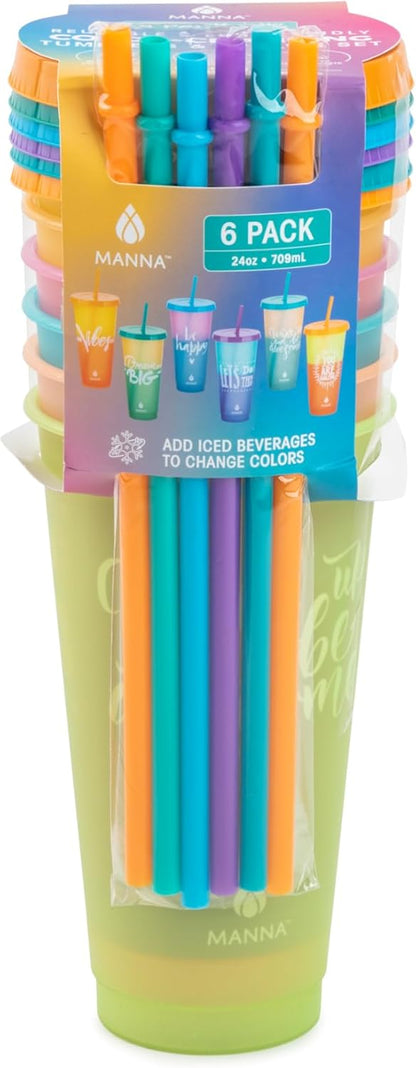 24oz Color Changing Reusable Cup Set - 6-Cups - Motivation