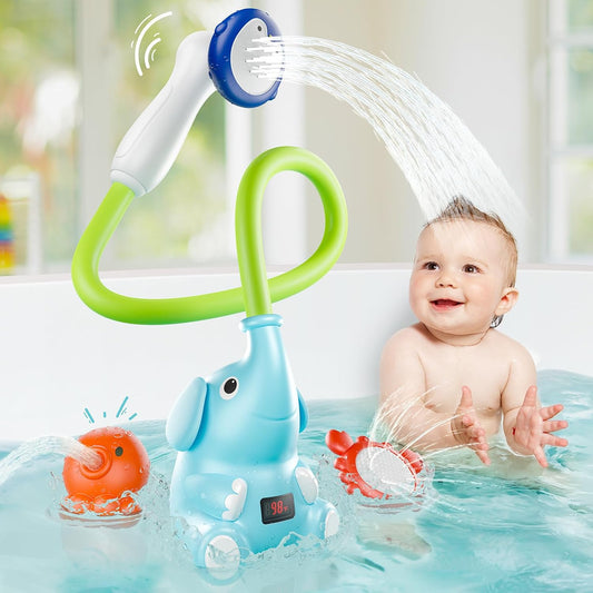 Baby Shower Head with Water Thermometer,3-in1 Interactive Bath Toy