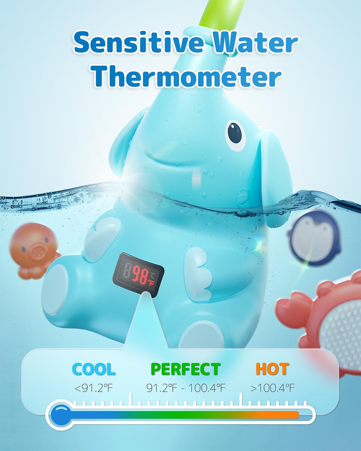 Baby Shower Head with Water Thermometer,3-in1 Interactive Bath Toy