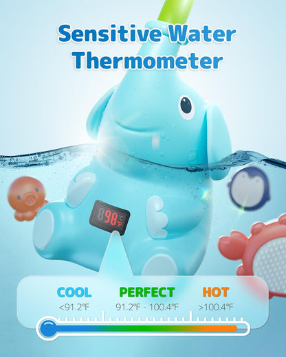 Baby Shower Head with Water Thermometer,3-in1 Interactive Bath Toy