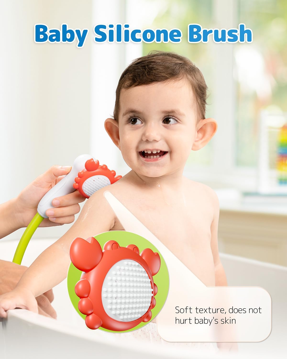 Baby Shower Head with Water Thermometer,3-in1 Interactive Bath Toy