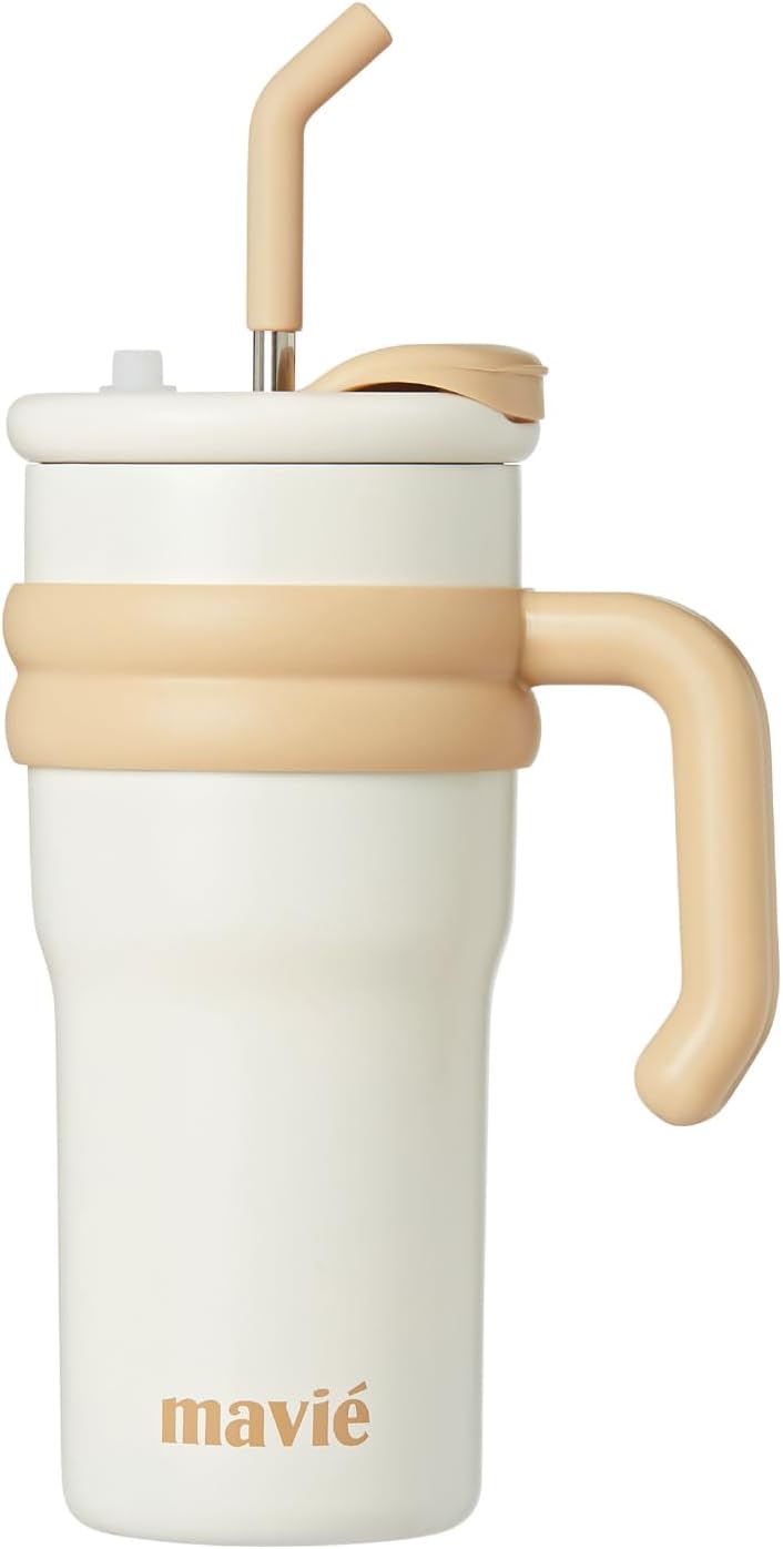 12oz Tumbler With Compartment for Ice, Double Insulated Stainless Steel Water Bottle With Twist Cap & Sip Lid, Travel Size for Purse & Reusable, Cup Holder Friendly Travel Coffee Mug (Cream)
