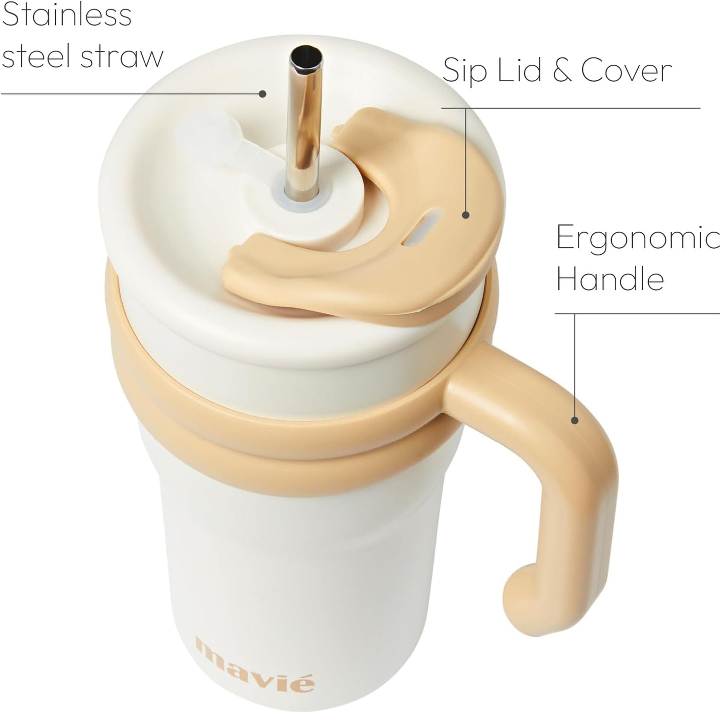 12oz Tumbler With Compartment for Ice, Double Insulated Stainless Steel Water Bottle With Twist Cap & Sip Lid, Travel Size for Purse & Reusable, Cup Holder Friendly Travel Coffee Mug (Cream)