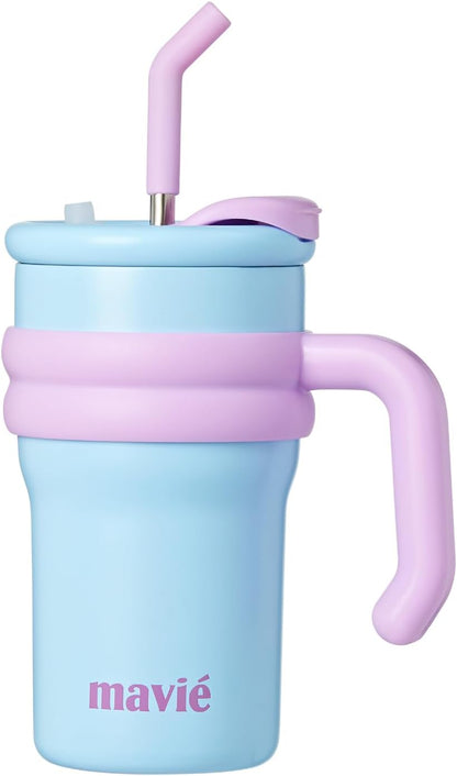 12oz Tumbler With Compartment for Ice, Double Insulated Stainless Steel Water Bottle With Twist Cap & Sip Lid, Travel Size for Purse & Reusable, Cup Holder Friendly Travel Coffee Mug (Cream)