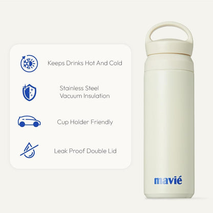 12oz Tumbler With Compartment for Ice, Double Insulated Stainless Steel Water Bottle With Twist Cap & Sip Lid, Travel Size for Purse & Reusable, Cup Holder Friendly Travel Coffee Mug (Cream)