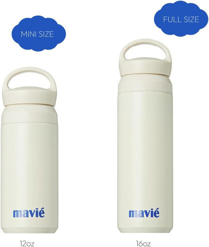 12oz Tumbler With Compartment for Ice, Double Insulated Stainless Steel Water Bottle With Twist Cap & Sip Lid, Travel Size for Purse & Reusable, Cup Holder Friendly Travel Coffee Mug (Cream)
