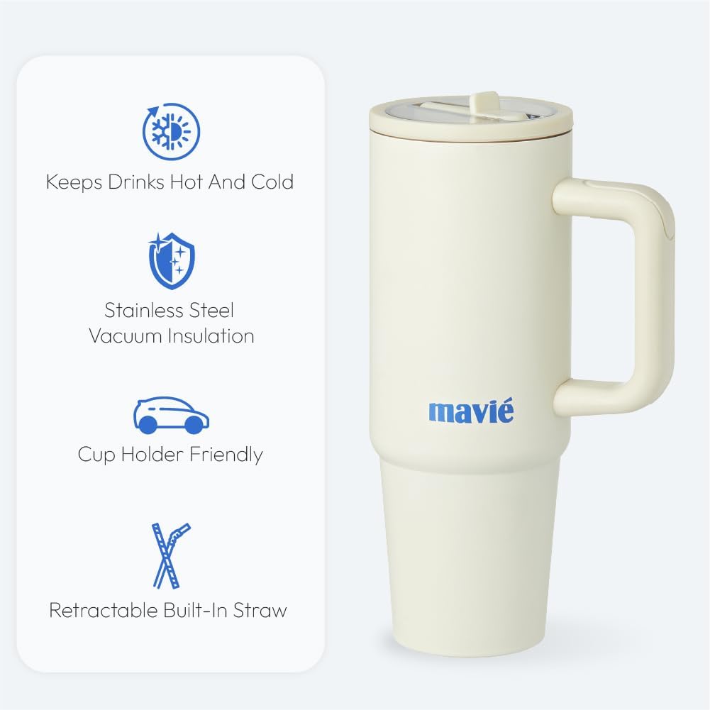 12oz Tumbler With Compartment for Ice, Double Insulated Stainless Steel Water Bottle With Twist Cap & Sip Lid, Travel Size for Purse & Reusable, Cup Holder Friendly Travel Coffee Mug (Cream)