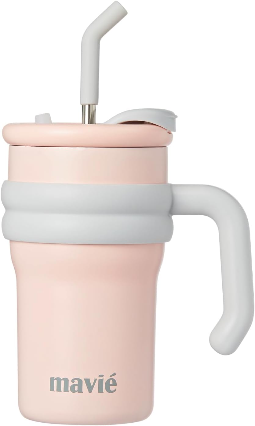 12oz Tumbler With Compartment for Ice, Double Insulated Stainless Steel Water Bottle With Twist Cap & Sip Lid, Travel Size for Purse & Reusable, Cup Holder Friendly Travel Coffee Mug (Cream)