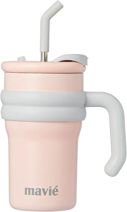 12oz Tumbler With Compartment for Ice, Double Insulated Stainless Steel Water Bottle With Twist Cap & Sip Lid, Travel Size for Purse & Reusable, Cup Holder Friendly Travel Coffee Mug (Cream)