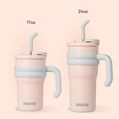 12oz Tumbler With Compartment for Ice, Double Insulated Stainless Steel Water Bottle With Twist Cap & Sip Lid, Travel Size for Purse & Reusable, Cup Holder Friendly Travel Coffee Mug (Cream)