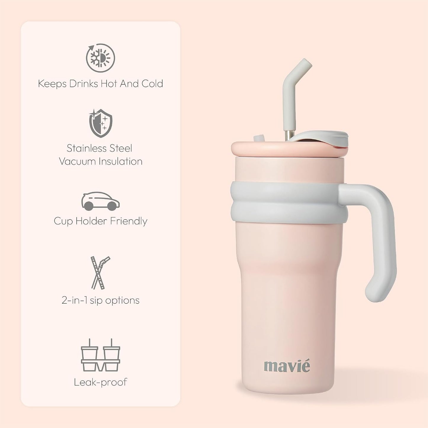 12oz Tumbler With Compartment for Ice, Double Insulated Stainless Steel Water Bottle With Twist Cap & Sip Lid, Travel Size for Purse & Reusable, Cup Holder Friendly Travel Coffee Mug (Cream)