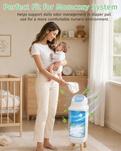 4-Pack Replacement Deodorizer Packs Compatible with Momcozy Diaper Pail, Diaper Pail Deodorizer Refills, Easy Replacement Packs for Nursery Use
