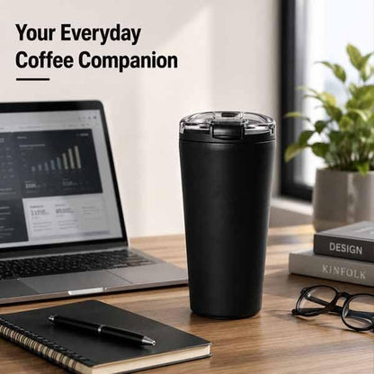14oz Double Wall Stainless Steel Vacuum Insulated Travel Tumbler with Lid | Food-grade 304 steel, heat & cold retention, leakproof lid, portable for car office camping, reusable daily cup