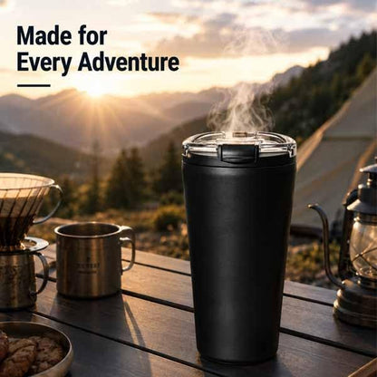 14oz Double Wall Stainless Steel Vacuum Insulated Travel Tumbler with Lid | Food-grade 304 steel, heat & cold retention, leakproof lid, portable for car office camping, reusable daily cup