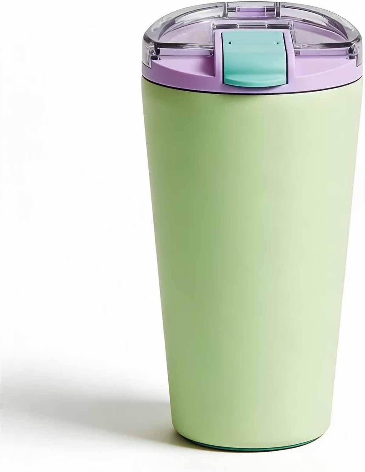 14oz Double Wall Stainless Steel Vacuum Insulated Travel Tumbler with Lid | Food-grade 304 steel, heat & cold retention, leakproof lid, portable for car office camping, reusable daily cup