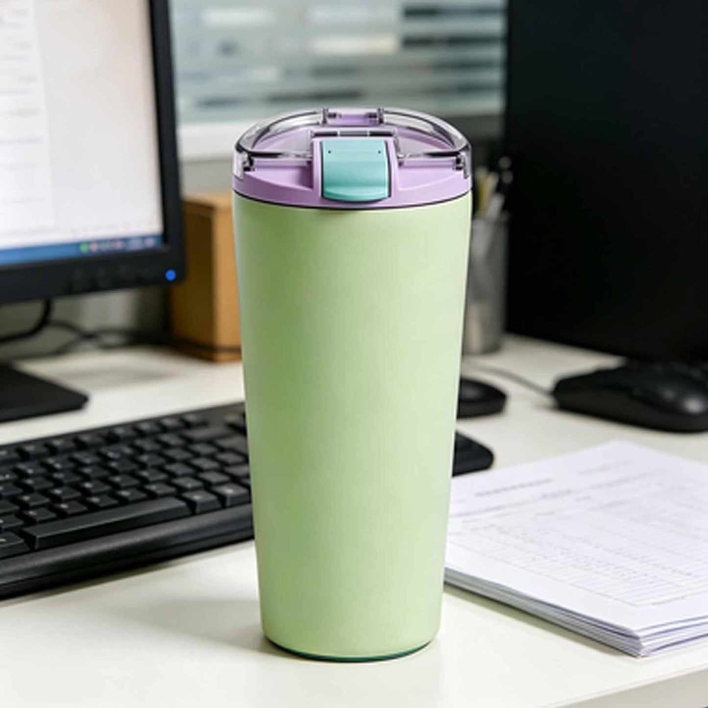 14oz Double Wall Stainless Steel Vacuum Insulated Travel Tumbler with Lid | Food-grade 304 steel, heat & cold retention, leakproof lid, portable for car office camping, reusable daily cup