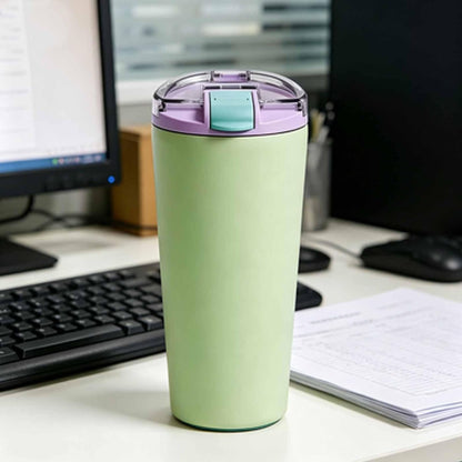 14oz Double Wall Stainless Steel Vacuum Insulated Travel Tumbler with Lid | Food-grade 304 steel, heat & cold retention, leakproof lid, portable for car office camping, reusable daily cup