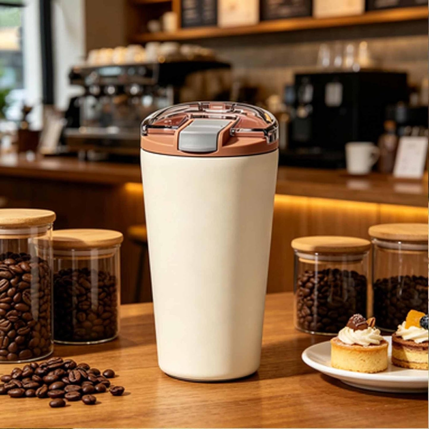 14oz Double Wall Stainless Steel Vacuum Insulated Travel Tumbler with Lid | Food-grade 304 steel, heat & cold retention, leakproof lid, portable for car office camping, reusable daily cup