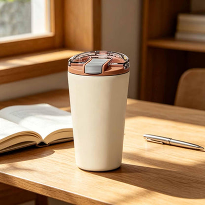 14oz Double Wall Stainless Steel Vacuum Insulated Travel Tumbler with Lid | Food-grade 304 steel, heat & cold retention, leakproof lid, portable for car office camping, reusable daily cup