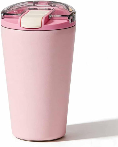 14oz Double Wall Stainless Steel Vacuum Insulated Travel Tumbler with Lid | Food-grade 304 steel, heat & cold retention, leakproof lid, portable for car office camping, reusable daily cup